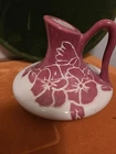 Vintage Red Wing Pottery 882 Ewer Pitcher Vase Pink Flowers Floral MCM USA