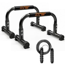 Push Up Bars Parallettes, 10  Heavy-Duty Steel Dip Bars with Non-Slip Foam Ha...