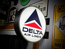 Delta Airlines LED Lightbox Sign 3D Printed Round Wall Mount Man Cave