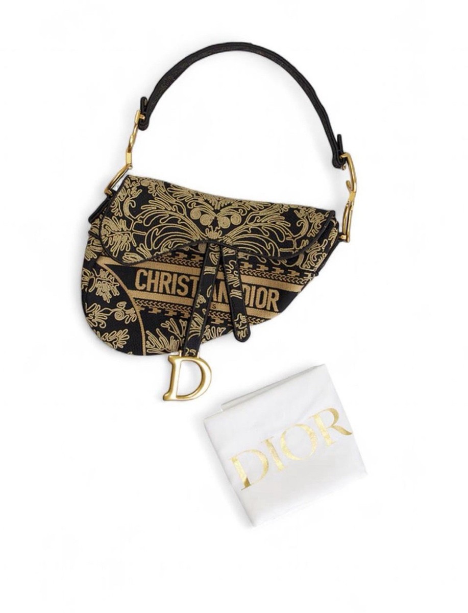 Dior Saddle Bag Blue Oblique Oriental Embroidery Leather Handbag