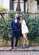 Blue Fashion Mens Suit Wedding Tuxedo Slim Fit Bestmen Groom Party EveningBlazer