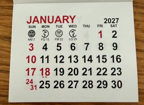 TEAR OFF 2027 CALENDAR MINI 3" x 2-1/4" CARD ADVERTISEMENT OFFICE SCHOOL