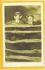 Real Photo Postcard RPPC Two Men & Wood Fence Michigan