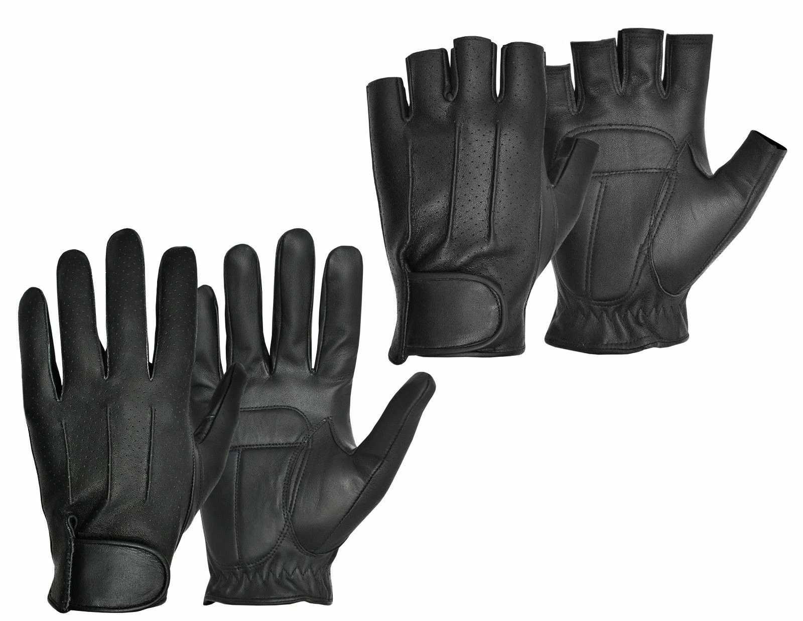 Mens Classic Full Finger Half Finger Dotted TOP QUALITY LEATHER Driving Gloves