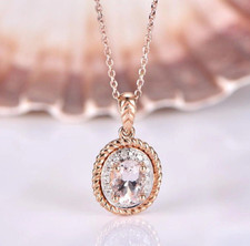 14K Rose Gold Plated Delicate Pendant for Her 1.5CT Simulated Birthday Necklace
