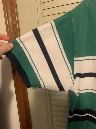 Eddie Bauer Shirt Mens Short Sleeve Polo Size Medium Multicolor Green Striped - Picture 7 of 10