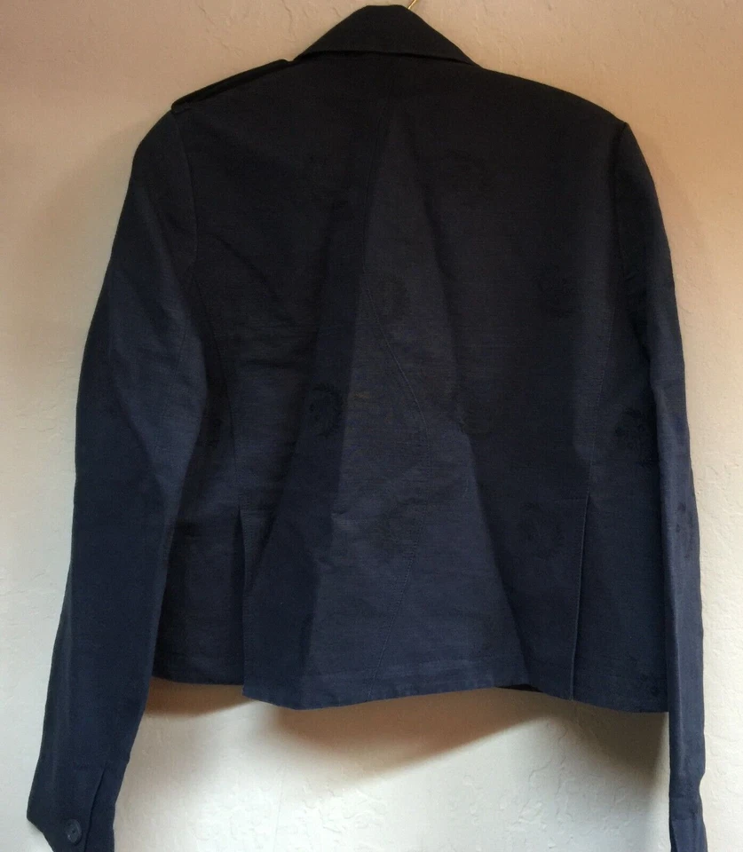 Chaqueta Blazer Edun Para Mujer Doble Pecho Recortada Grande Azul Mangas Largas EE. UU. Foto 2 de 4