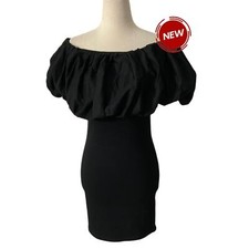 Zara Black Off the Shoulder Strapless Bodycon Dress Women Size Large NWT | 57-41