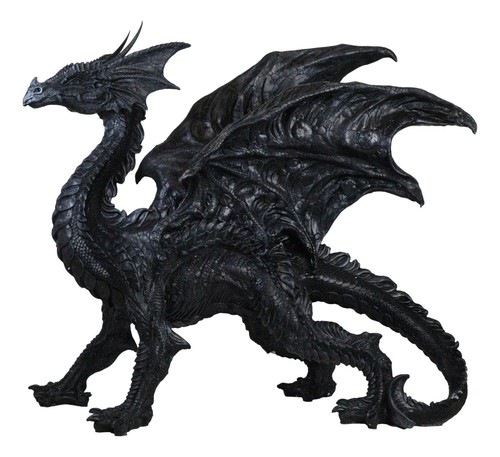 Duży 24"L Nightfury Czarny cień Smok stojący z ustawionymi skrzydłami Posąg - Zdjęcie 7 z 8