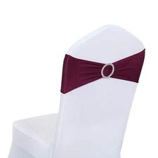 50 PCS Spandex Stretch Chair Sashes Bows for Wedding Reception- Universal Ela...