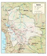 Bolivia Physical Geography Geographic Physiographic Map Country Nation Print