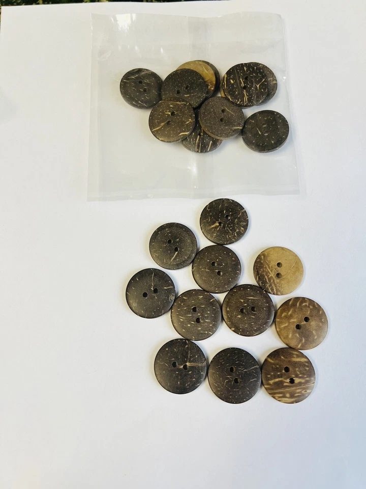 25mm Large Natural Coconut Shell Buttons 2 Hole Brown Sewing Knitting Adult - Image 4 of 4