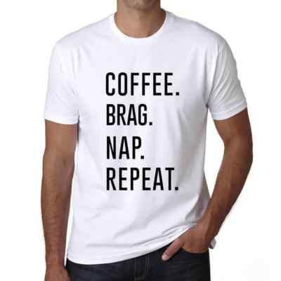 ULTRABASIC Herren T-Shirt Café Brag Nap Repeat Coffee Brag Nap Repeat T-Shirt