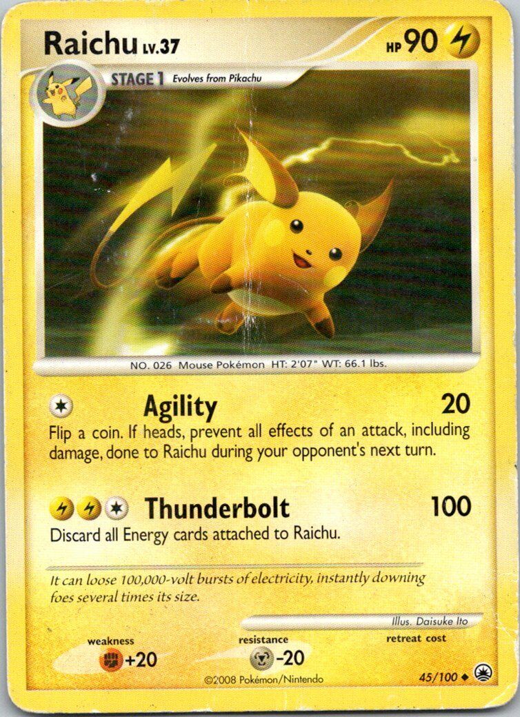 Pokemon Raichu 45/100 Majestic Dawn Set (2008) HP | eBay Pokemon Raichu 45/100 Majestic Dawn Set (2008) HP | eBay