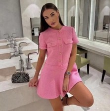 ZARA WOMAN SS24 SHORT STRUCTURED DRESS ZW COLLECTION MID-PINK SZ XL | 3292/413
