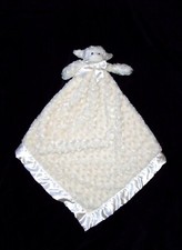 Bearington Baby Lamb Blanket LARGE Oversized Satin Trim Rosette Plush 28x28"