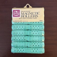 Vintage Goody Snap-Over Hair Rollers 16 Large Rollers Tight Locking Cover 1982