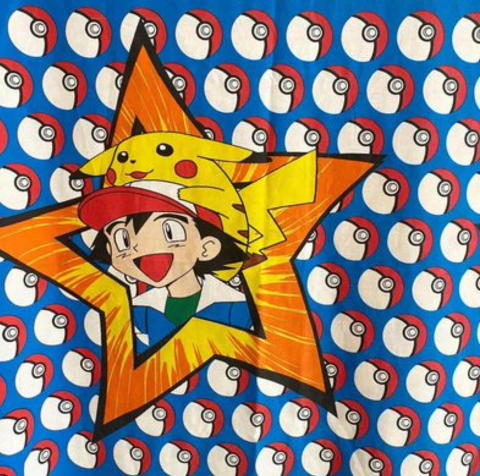 Vintage Pokémon Single Doona Quilt Cover Gotta Catch Em All 1990s Pikachu Ash - Image 2 of 4