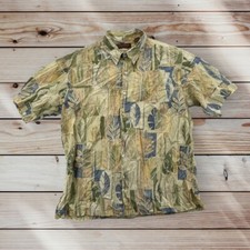 Tori Richard Hawaiian Shirt Mens Large Beige Button Up Cotton Lawn Floral Camp