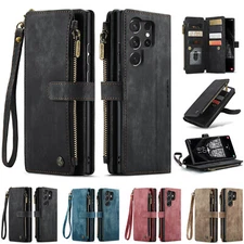 For Samsung S25 S24 S23 S22 S21 S20 Magnetic Zipper Detachable Wallet Flip Case