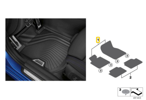 GENUINE BMW 3' G20 G21 FLOOR MATS RUBBER ALL WEATHER FRONT LHD 51472461168 19-20 - Picture 1 of 1