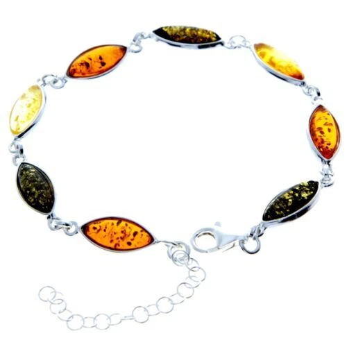 925 Sterling Silver & Genuine Baltic Amber Bracelet 19 cm + 5 cm - 3345 - Image 3 of 4