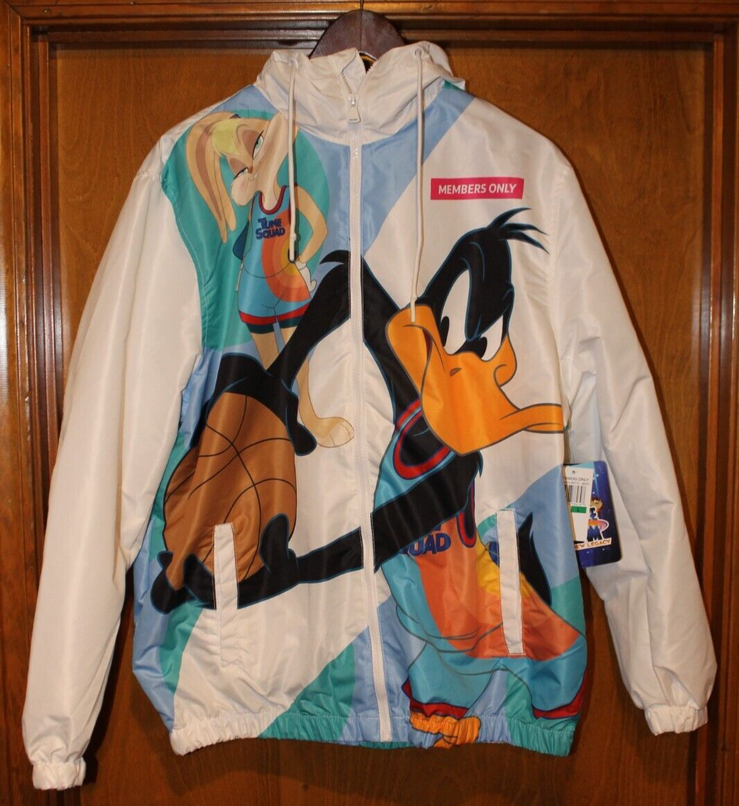 Members Only Space Jam Hooded Jacket Looney Tunes All-Over