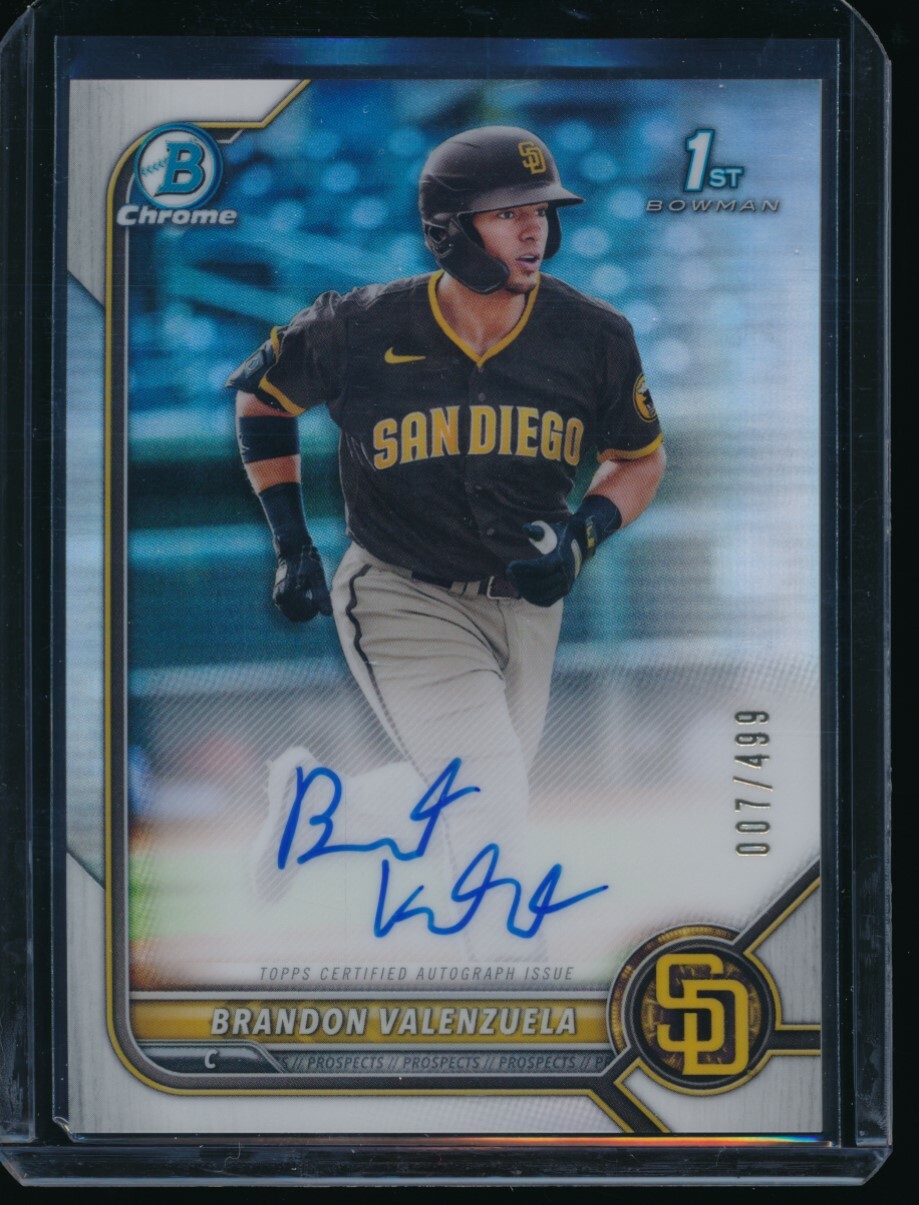 BRANDON VALENZUELA AUTO 1st 2022 Bowman Chrome Autograph REFRACTOR #/499 RC