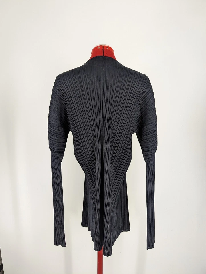 Cárdigan Abierto Pleats Please Issey Miyake Negro Gótico Negro Japón Talla 5 Foto 3 de 4