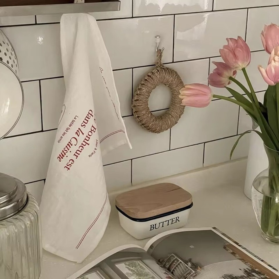 2PCS with English Red Word Cuisine Background Cloth Photography Props