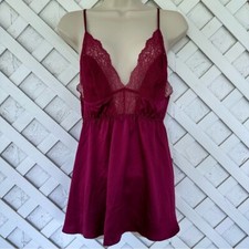 Victoria's Secret Satin Silky Lace Cami Thong Set M