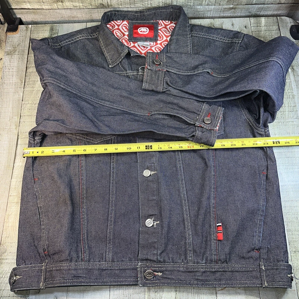 Chaqueta de mezclilla Ecko Unlt para hombre grande azul patinador camionero vintage y2k ropa de calle Foto 3 de 4