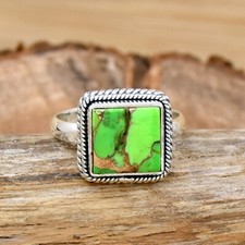 Green Turquoise Ring 925 Sterling Silver Women Ring Handmade Ring Boho Ring