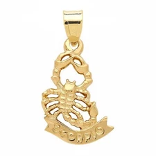 New 14k Gold Scorpio Zodiac Pendant