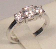 1.80 Ct Round 3 Stone simulated Diamond Engagement Anniversary Ring Sterling