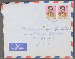 MayfairStamps Congo Pair 10k to Chicago IL Air Mail Cover aaz_64159
