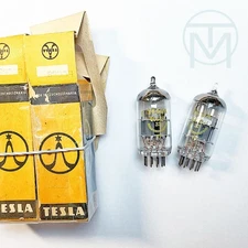 2x TESLA ECC88 (=6DJ8 CV5358 ~E88CC) 1964 Yellow Print, Thick O-Getter, NIB/100%