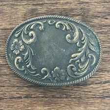 Vintage Belt Buckle Floral Western Ornamental 1970s Cowboy Cowgirl Fashion Art