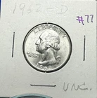 1962 D Washington Quarter 90% Silver Coin Gem Uncirculated Coin.
