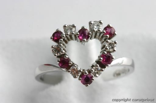 Ruby ring heart 750 18ct white gold brilliant dia… - image 3