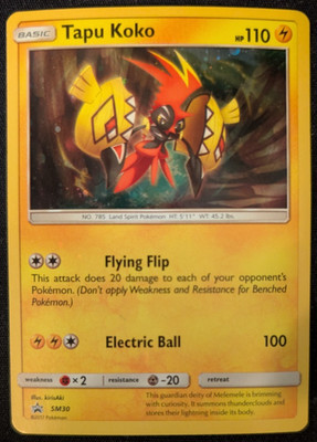 Tapu Koko 2017 Pokemon SM30 Cosmos Holo Black Star Promo Figure Coll English