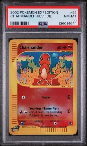 PSA 8 CHARMANDER 98/165 | Expedition Reverse Holo WOTC Graded Pokemon Card