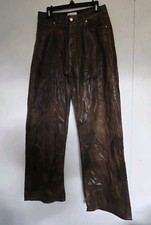 Zara Pants Womens 6 Brown Faux Vegan Leather Straight Wide Leg Trousers Sleek