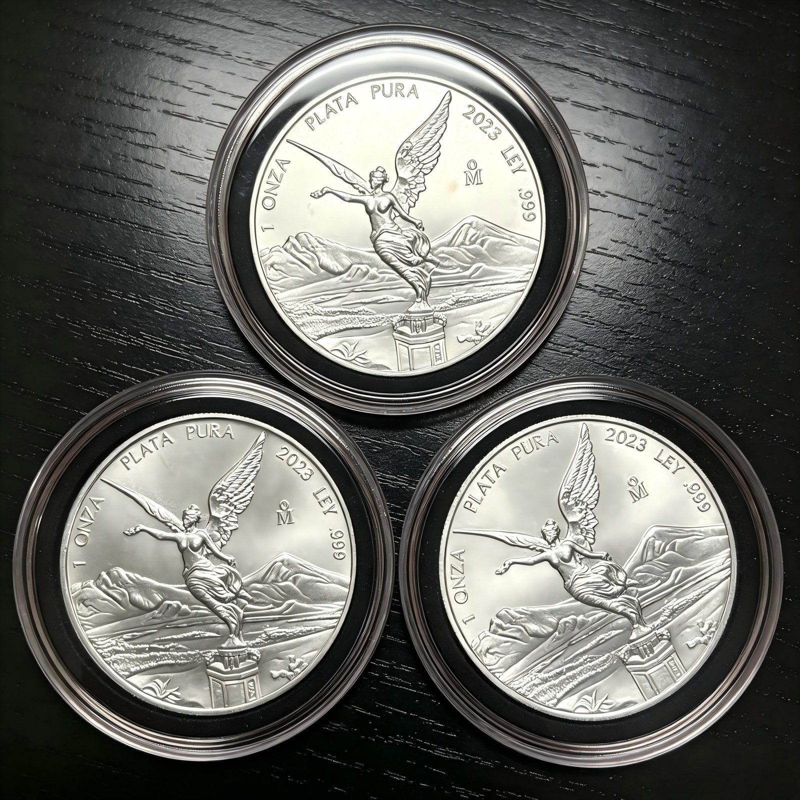 (Lot of 3) 2023 Mexico 1 Onza SiIver Libertad 1 oz 999 Fine SiIver BU in capsule