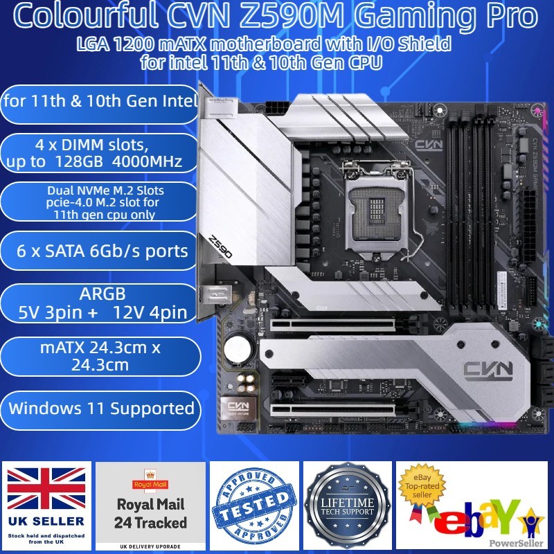 Colourful CVN Z590M Gaming Pro mATX  Motherboard LGA1200 FOR 11th/10th Intel CPU