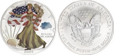 USA 1 DOLLARO 2004 AMERICAN EAGLE LIBERTY 1oz ARGENTO COLORATO INVERNO ST 137548