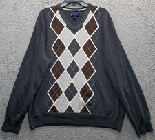 Stafford Signature Sweater Mens XL Multicolor Argyle Diamond Pima Cotton V Neck