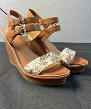 DV by Dolce Vita Two-Tone Snakeskin and Tan Leather Wedge Sandals