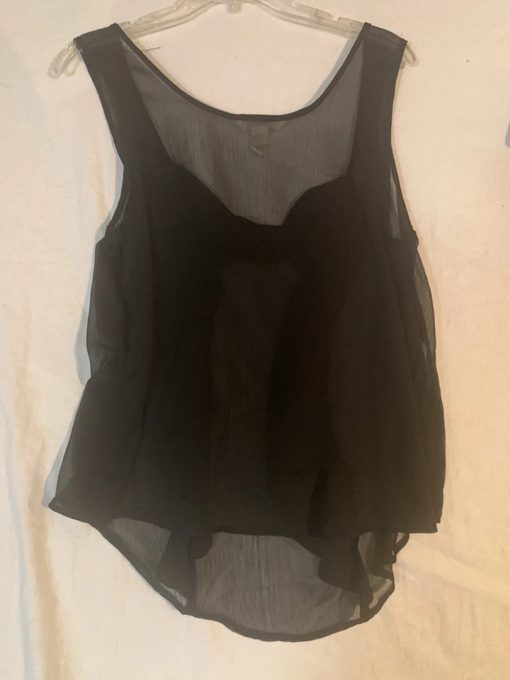 NWOT Charming Charlie Womens Bow Pullover Top Blouse Black Sheer Size Medium - Image 2 of 4