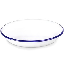 Falcon Enamel Deep Plate 18cm White Pasta Rice Dish Bowl Oven Safe Camping